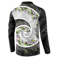 Piko Hawaii Button Sweatshirt Polynesian Pattern With Maile Pikake Honohono Lei LT05 - Polynesian Pride
