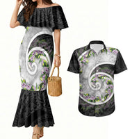 Piko Hawaii Couples Matching Mermaid Dress and Hawaiian Shirt Polynesian Pattern With Maile Pikake Honohono Lei LT05 Black - Polynesian Pride