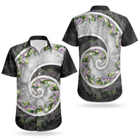 Piko Hawaii Couples Matching Off Shoulder Short Dress and Hawaiian Shirt Polynesian Pattern With Maile Pikake Honohono Lei
