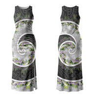 Piko Hawaii Family Matching Tank Maxi Dress and Hawaiian Shirt Polynesian Pattern With Maile Pikake Honohono Lei