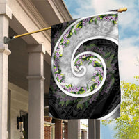 Piko Hawaii Garden Flag Polynesian Pattern With Maile Pikake Honohono Lei LT05 House Flag Black - Polynesian Pride