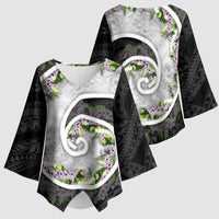 Piko Hawaii Kimono Sleeve Blouse Polynesian Pattern With Maile Pikake Honohono Lei LT05 - Polynesian Pride