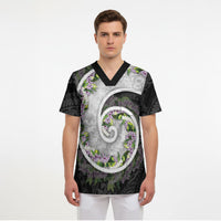Piko Hawaii Scrub Top Polynesian Pattern With Maile Pikake Honohono Lei LT05 - Polynesian Pride
