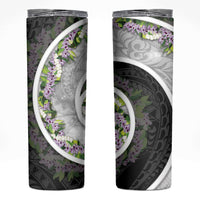 Piko Hawaii Skinny Tumbler Polynesian Pattern With Maile Pikake Honohono Lei LT05 Black - Polynesian Pride
