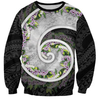 Piko Hawaii Sweatshirt Polynesian Pattern With Maile Pikake Honohono Lei LT05 Unisex Black - Polynesian Pride