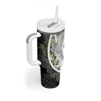 Piko Hawaii Tumbler With Handle Polynesian Pattern With Maile Pikake Honohono Lei LT05 - Polynesian Pride