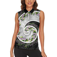 Piko Hawaii Women Sleeveless Polo Shirt Polynesian Pattern With Maile Pikake Honohono Lei LT05 - Polynesian Pride