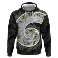 Piko Hawaii Zip Hoodie Polynesian Pattern With Maile Pikake Honohono Lei LT05 Pullover Hoodie Black - Polynesian Pride