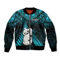 Personalized New Zealand Bomber Jacket Manaia Maori Pattern With Turquoise Fern LT05 Unisex Turquoise - Polynesian Pride