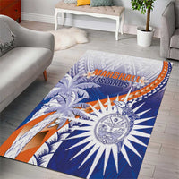 Marshall Islands Manit Day Area Rug Polynesian Tribal Tattoo Tropical Style