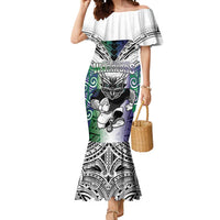Custom New Zealand Warrior Mermaid Dress Maori Tribal Pattern LT05 Women Green - Polynesian Pride