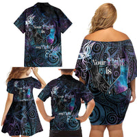 Suicide Awareness Family Matching Off Shoulder Short Dress and Hawaiian Shirt You Are Not Alone - Polynesian Pride