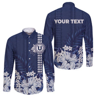 Personalized Utah State Family Matching Mermaid Dress and Hawaiian Shirt Polynesian Style LT05 Dad's Shirt - Long Sleeve Blue - Polynesian Pride