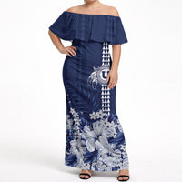 Personalized Utah State Off Shoulder Maxi Dress Polynesian Style LT05 Women Blue - Polynesian Pride