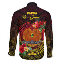 Papua New Guinea Family Matching Long Sleeve Bodycon Dress and Hawaiian Shirt Coat Of Arms Tropical Flowers Polynesian Pattern LT05 - Polynesian Pride
