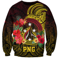 Personalized Papua New Guinea Sweatshirt Coat Of Arms Tropical Flowers Polynesian Pattern LT05 Unisex Yellow - Polynesian Pride