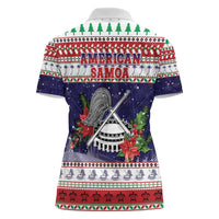 American Samoa Christmas Women Polo Shirt Poinsettia La Maunia Le Kilisimasi