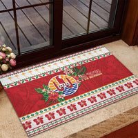 French Polynesia Christmas Rubber Doormat Coat Of Arms Merry Xmas