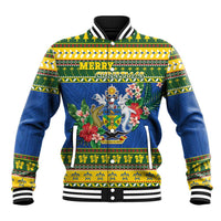 Solomon Islands Christmas Baseball Jacket Coat Of Arms Merry Xmas LT05 Unisex Green - Polynesian Pride