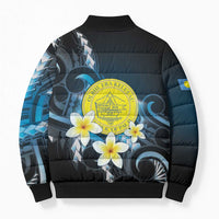 Palau United Nations Day Bomber Puffer Jacket Polynesian Curves Plumeria - Polynesian Pride