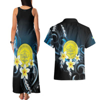 Palau United Nations Day Couples Matching Tank Maxi Dress and Hawaiian Shirt Polynesian Curves Plumeria - Polynesian Pride