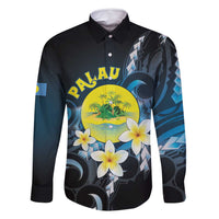 Palau United Nations Day Family Matching Long Sleeve Bodycon Dress and Hawaiian Shirt Polynesian Curves Plumeria - Polynesian Pride