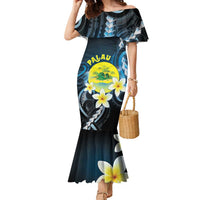 Palau United Nations Day Family Matching Mermaid Dress and Hawaiian Shirt Polynesian Curves Plumeria - Polynesian Pride