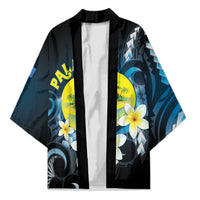 Palau United Nations Day Kimono Polynesian Curves Plumeria LT05 Unisex Black - Polynesian Pride