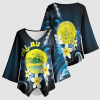 Palau United Nations Day Kimono Sleeve Blouse Polynesian Curves Plumeria - Polynesian Pride