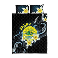 Palau United Nations Day Quilt Bed Set Polynesian Curves Plumeria - Polynesian Pride