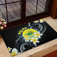 Palau United Nations Day Rubber Doormat Polynesian Curves Plumeria - Polynesian Pride