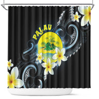 Palau United Nations Day Shower Curtain Polynesian Curves Plumeria - Polynesian Pride