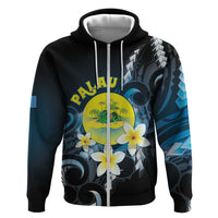 Palau United Nations Day Zip Hoodie Polynesian Curves Plumeria - Polynesian Pride