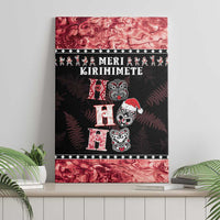 New Zealand Tiki Christmas Canvas Wall Art Ho Ho Ho Paua Shell Glitter Red