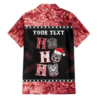 Personalised New Zealand Tiki Christmas Family Matching Puletasi and Hawaiian Shirt Ho Ho Ho Paua Shell Glitter Red