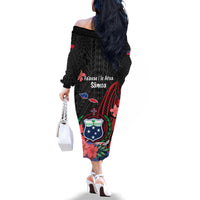 Samoa Independence Day Family Matching Off Shoulder Long Sleeve Dress and Hawaiian Shirt Samoan Warriors Ula Fala LT05 - Polynesian Pride