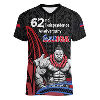 Samoa Independence Day Women V Neck T Shirt Samoan Warriors Ula Fala LT05 Female Black - Polynesian Pride