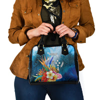 Kosrae Constitution Day Shoulder Handbag Humpback Whale Tropical Flowers LT05 - Polynesian Pride