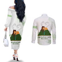 Personalised I LAVA YOU Volcano Valentine Couples Matching Off The Shoulder Long Sleeve Dress and Long Sleeve Button Shirt Polynesian Tribal Pattern LT05 - Polynesian Pride