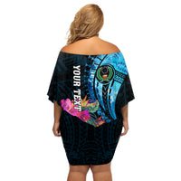 Personalised FSM Pohnpei State Off Shoulder Short Dress Tropical Flowers Tribal Pattern LT05 - Polynesian Pride