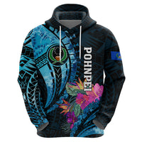 Personalised FSM Pohnpei State Zip Hoodie Tropical Flowers Tribal Pattern LT05 - Polynesian Pride