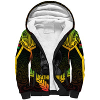 Personalised Vanuatu Father Lini Day Sherpa Hoodie Polynesian Tribal Pattern LT05 Unisex Black - Polynesian Pride