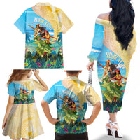 Personalised Hawaii Honolulu Festival Family Matching Off Shoulder Long Sleeve Dress and Hawaiian Shirt Hula Girls Tropical Vibe LT05 - Polynesian Pride