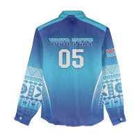 Custom Fiji Football Women Casual Shirt Fijian Tapa Pattern