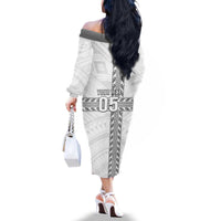 Custom New Caledonia Football Family Matching Off The Shoulder Long Sleeve Dress and Hawaiian Shirt Go The Kagus