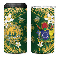 Cook Islands 15 Finest 4 in 1 Can Cooler Tumbler Plumeria Polynesian Turtle