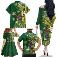 Cook Islands 15 Finest Family Matching Off The Shoulder Long Sleeve Dress and Hawaiian Shirt Plumeria Polynesian Turtle