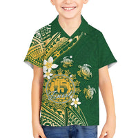 Cook Islands 15 Finest Kid Hawaiian Shirt Plumeria Polynesian Turtle