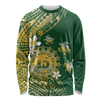 Cook Islands 15 Finest Long Sleeve Shirt Plumeria Polynesian Turtle LT05 Unisex Green - Polynesian Pride