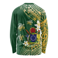 Cook Islands 15 Finest Long Sleeve Shirt Plumeria Polynesian Turtle LT05 - Polynesian Pride